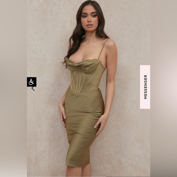 House of CB Myrna Olive Corset Slip Dress - Picture 3 of 11